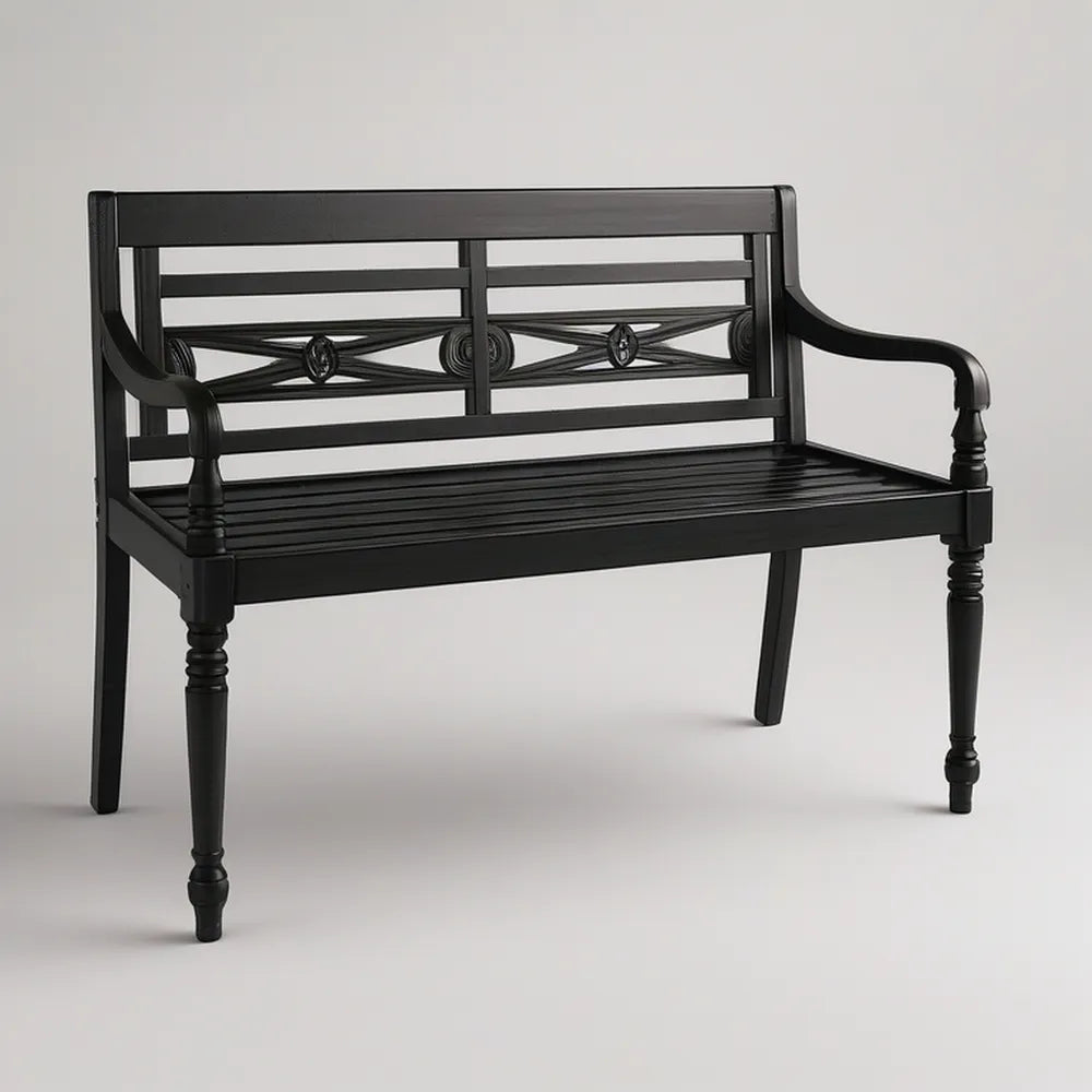Banco de Jardim para 2 Pessoas em Aço Preto 120 x 60 x 90 cm