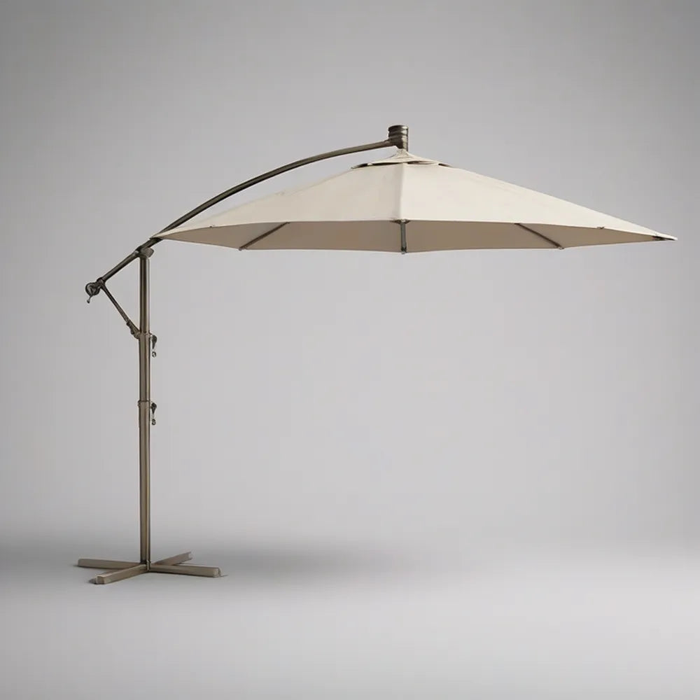 Guarda-sol Suspenso Quadrado 300 x 300 cm em Poliéster Bege com Estrutura Cinzento-Escuro