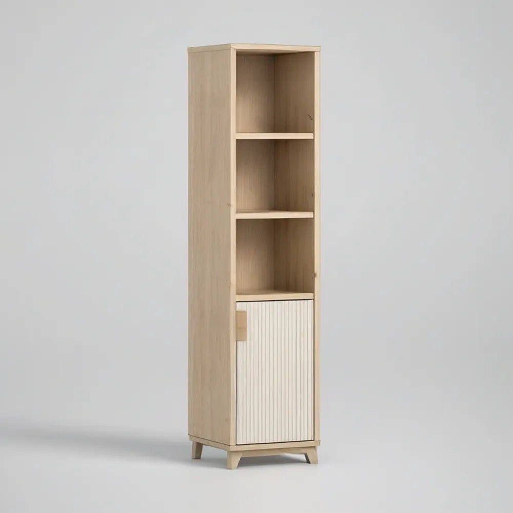 Estante Alta em MDF Carvalho Claro e Branco 45 x 35 x 180 cm