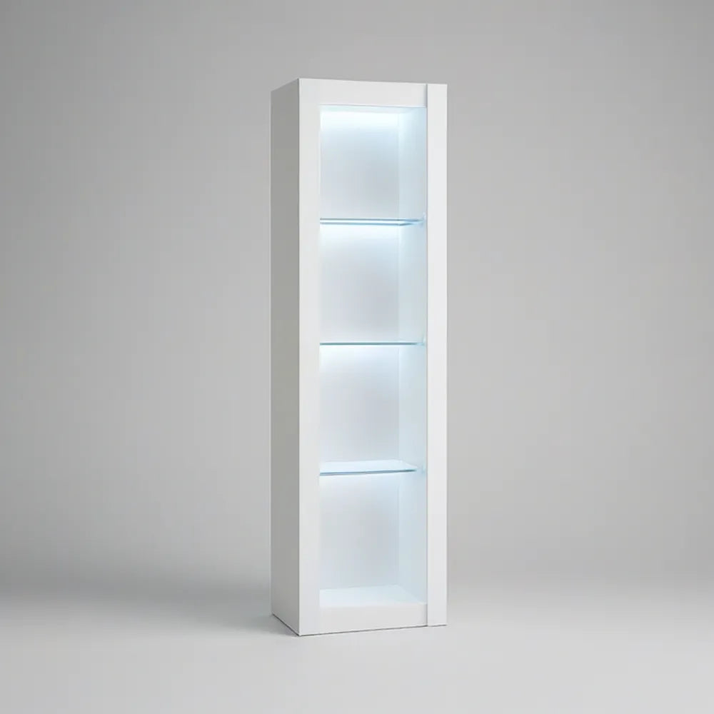 Vitrina Vertical em Aglomerado e Vidro Temperado Branco/Transparente 50 x 40 x 180 cm