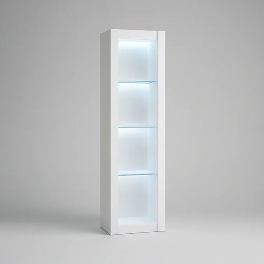 Vitrina Vertical em Aglomerado e Vidro Temperado Branco/Transparente 50 x 40 x 180 cm