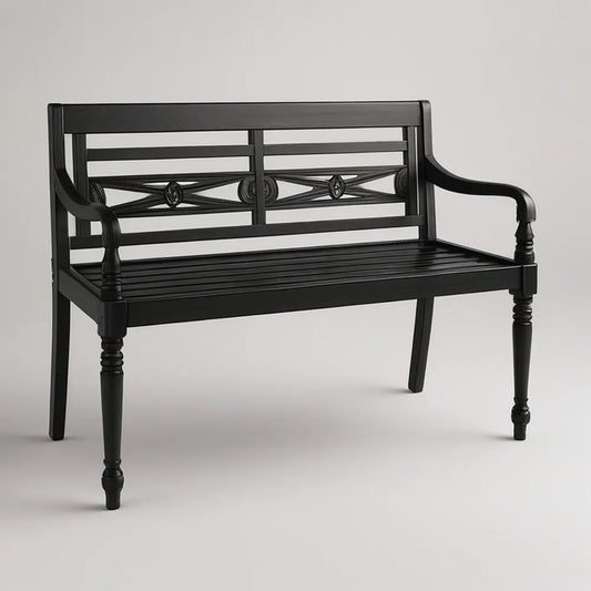 Banco de Jardim para 2 Pessoas em Aço Preto 120 x 60 x 90 cm
