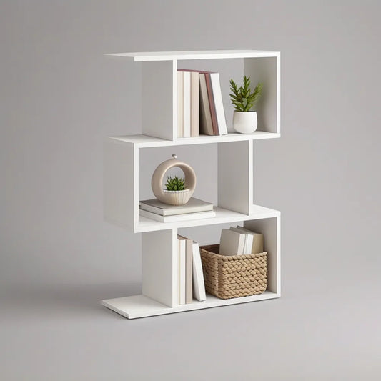 Estante em Z de MDF Branco 60 x 24 x 120 cm
